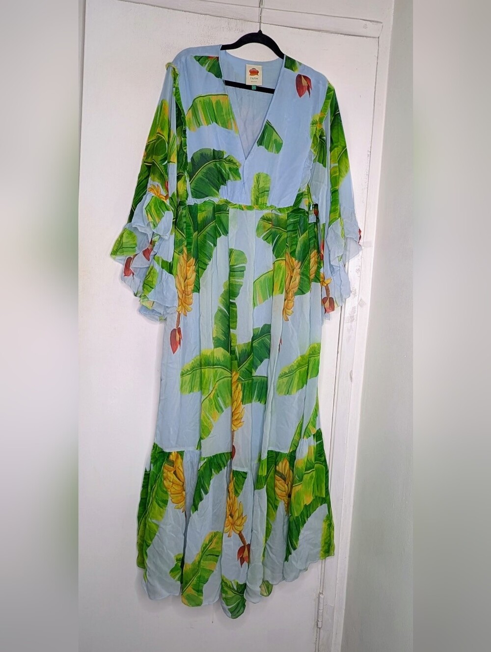 FARM RIO Fresh Bananas Maxi Chiffon dress size large - Picture 3 of 5